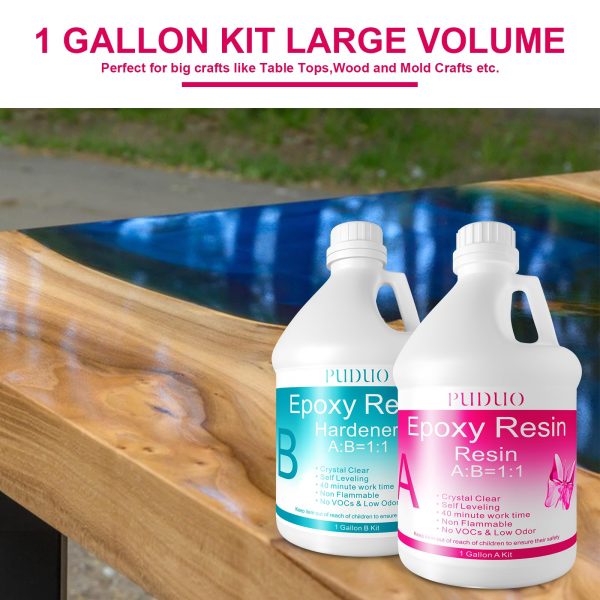 Epoxy Resin Crystal Clear Art 1 Gallon with Pump Kit for Coating, Casting, Resin Art, Jewelry, Tabletop, Bar Top, Live Edge Tables, Fast Curing 2 Part Epoxy Casting Resin Kit For Discount