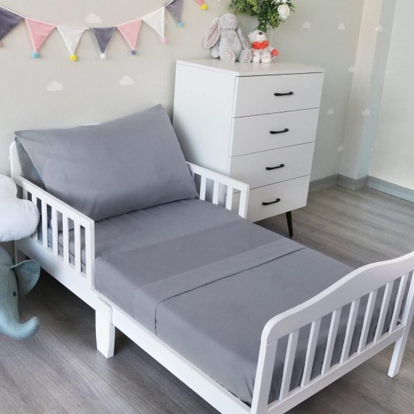 Toddler Bedding Set - 3 Pieces, Includes a Crib Fitted Sheet, Flat Sheet and Envelope Pillowcase, Soft and Breathable For Cheap