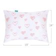 Toddler Pillow with Pillowcase - 14  x 19 , 100% Cotton, Multi-Use, Ultra Soft & Breathable, Pink Heart Fashion