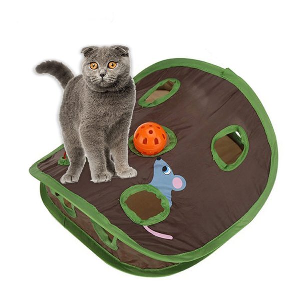 Cute Pet Cat Interactive Hide Seek Game 9 Holes Tunnel Mouse Hunt Intelligence Toy Pet Hidden Hole Kitten Foldable Toys Cheap