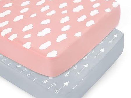 Crib Sheet - 2 Pack, Ultra Soft Microfiber, Pink Cloud & Grey Arrow (for Standard Crib  Toddler Bed) Cheap