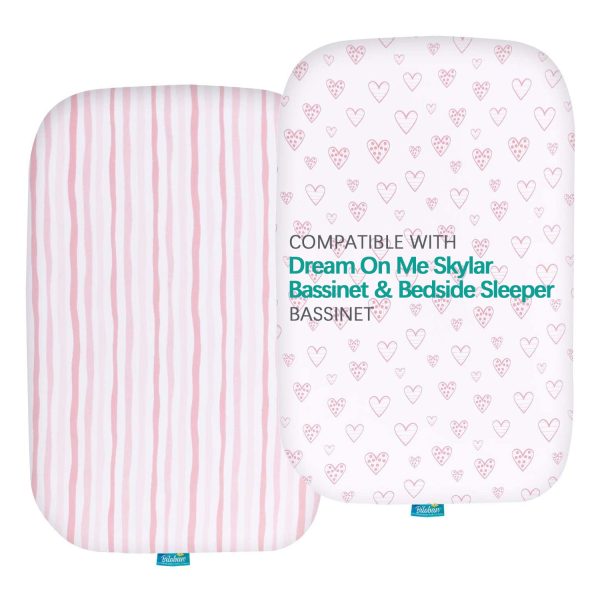 Bassinet Fitted Sheets Compatible with Dream On Me Skylar Bassinet & Bedside Sleeper- 2 Pack, Cotton Discount