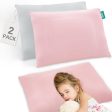 Toddler Pillow Quilted with Pillowcase - 2 Pack, 13  x 18 , 100% Cotton, Ultra Soft & Breathable, Grey & Pink Online now