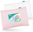 Toddler Pillow Quilted with Pillowcase - 2 Pack, 13  x 18 , 100% Cotton, Ultra Soft & Breathable, Pink & White Online Sale