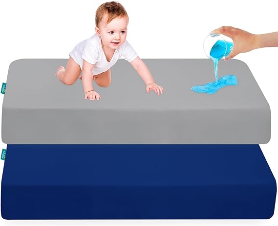 Waterproof Crib Sheet - 2 Pack, Ultra Soft Microfiber, Grey & Navy (for Standard Crib  Toddler Bed) Sale