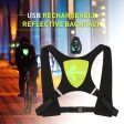 USB Rechargeable Reflective Vest Backpack with LED Turn Signal Light Remote Control Outdoor Sport Safety Bag Gear for Cycling on Sale