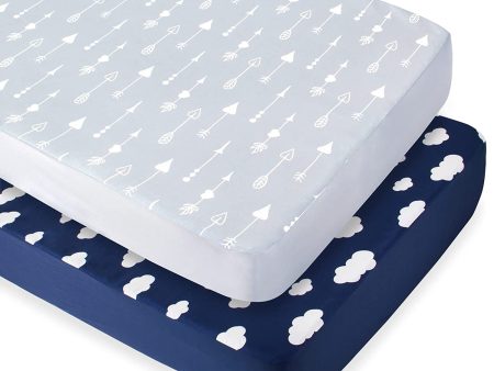 Crib Sheet - 2 Pack, Ultra Soft Microfiber, Navy Cloud & Grey Arrow (for Standard Crib  Toddler Bed) Discount