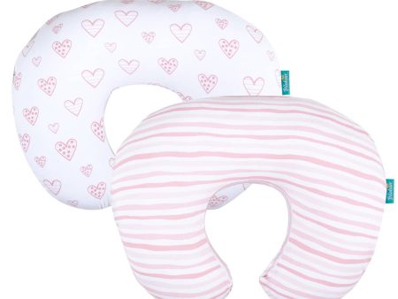 Nursing Pillow Cover for Boppy - 2 Pack, 100% Jersey Cotton, Super Soft & Breathable & Skin Friendly, Pink & White Cheap