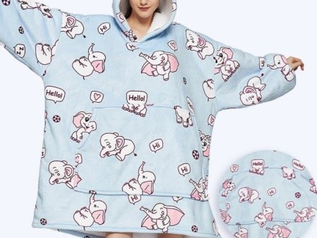 Cross-border Amazon Flannel Lazy Blanket Double-layer Fleece Blanket Hoodie Lambswool Pajamas Lazy Clothes Online Sale