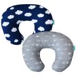 Nursing Pillow Cover for Boppy - 2 Pack, Ultra-soft Microfiber, Breathable & Skin-Friendly, Navy Cloud & Grey Arrow For Cheap