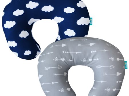 Nursing Pillow Cover for Boppy - 2 Pack, Ultra-soft Microfiber, Breathable & Skin-Friendly, Navy Cloud & Grey Arrow For Cheap